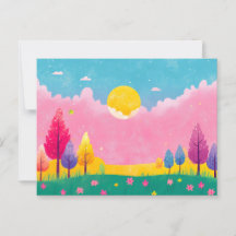 Colorful Illustrated Nature Postcard