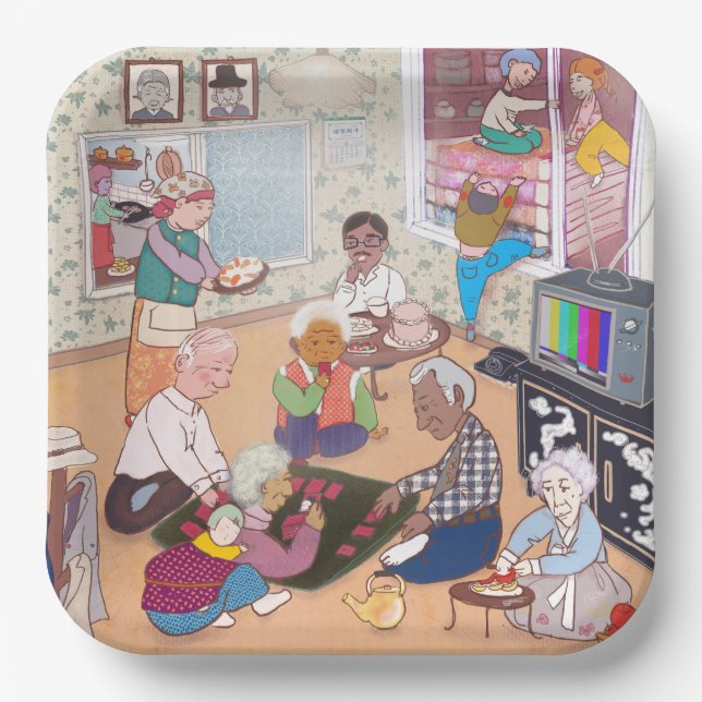 Colorful Illustrated Paper Plates   (Front)