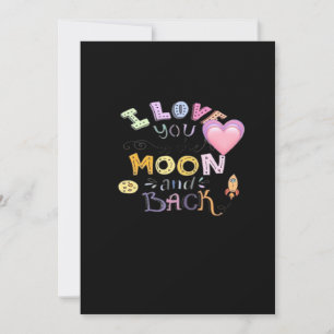 Colorful Illustration I Love You To The Moon And B Holiday Card