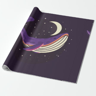 Colorful illustration portrait of cute whale in sp wrapping paper
