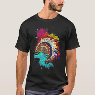 Colorful Indian Headdress Indigenous Indian Native T-Shirt