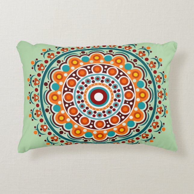 Colorful Indian Mandala Decorative Cushion (Front)