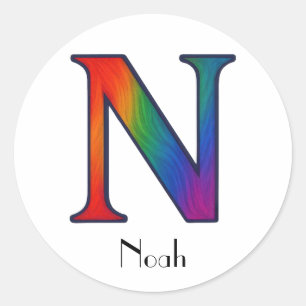 Colorful Initial Letter N Sticker