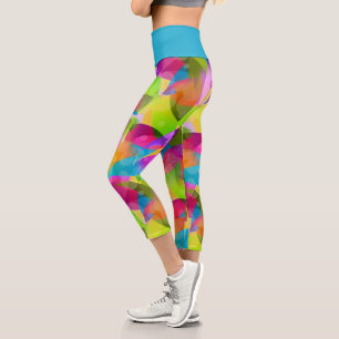 Colorful Iridescent Stained Glass Look Pattern Capri Leggings