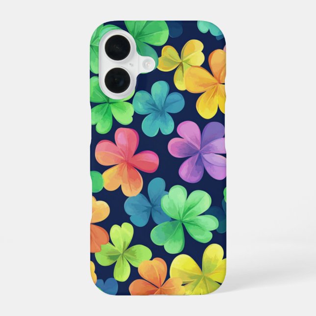 COLORFUL IRISH CELTIC SHAMROCKS iPhone 16 CASE (Back)