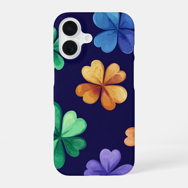 COLORFUL IRISH CELTIC SHAMROCKS iPhone 16 CASE (Back)
