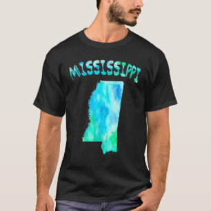 Colorful Isolated Mississippi State Map In Waterco T-Shirt