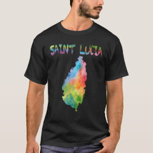 Colorful Isolated Saint Lucia Map In Watercolor T-Shirt