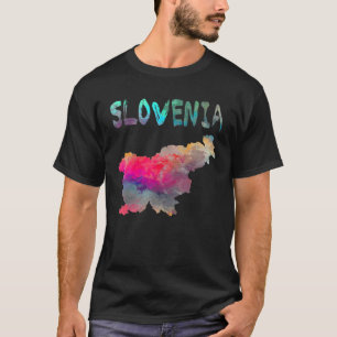 Colorful Isolated Slovenia Map In Watercolor Color T-Shirt