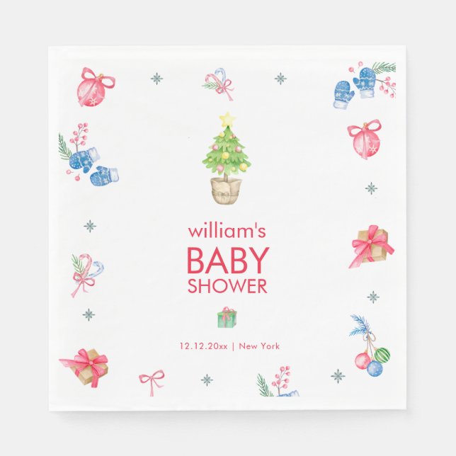 Colorful It's Cold Outside Winter Baby Shower  Napkin (Front)