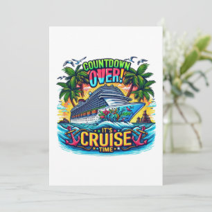 Colorful "It's Cruise Time" Countdown Cruise Ship  Invitation