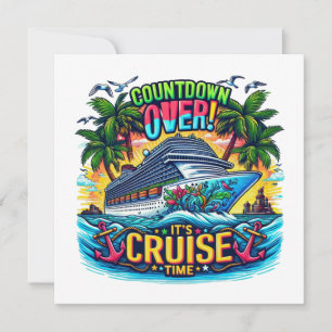 Colorful "It's Cruise Time" Countdown Cruise Ship  Save The Date