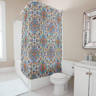 Colorful Iznik Persian Turkish Handpainted Repro Shower Curtain