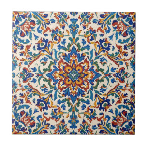 Colorful Iznik Persian Turkish Handpainted Repro Tile