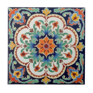 Colorful Iznik Persian Turkish Handpainted Repro Tile