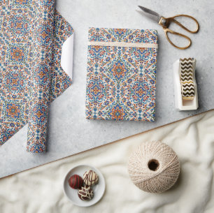Colorful Iznik Persian Turkish Handpainted Repro Wrapping Paper