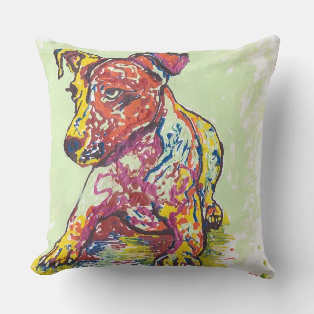 Colorful Jack Russell Terrier Cushion (Front)