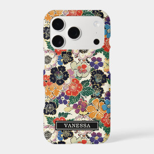 Colorful Japanese Flowers Monogrammed