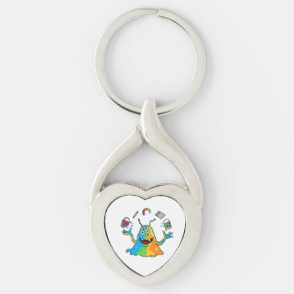 Colorful Jelly Alien Juggling Cute Monster Heart K Key Ring