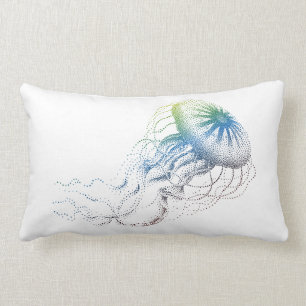 colorful jellyfish silhouette lumbar cushion