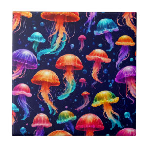 Colorful Jellyfish  Tile