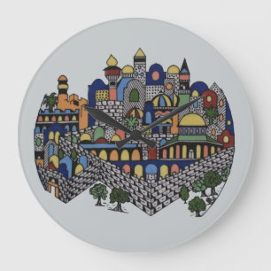 Colorful Jerusalem Large Clock