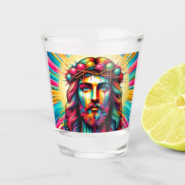 Colorful Jesus shot glasses! Glass (Front)