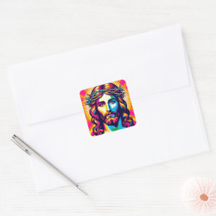 Colorful Jesus sticker! Square Sticker