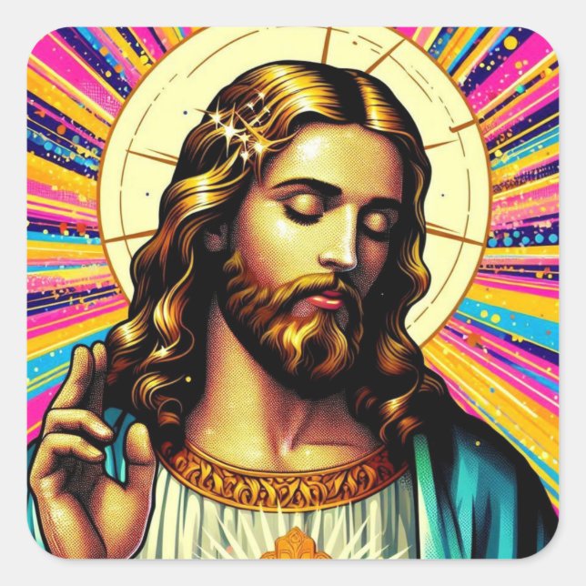 Colorful Jesus stickers! Square Sticker (Front)