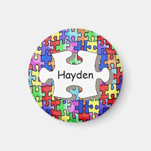 Colorful Jigsaw Puzzle Pattern Personalised Magnet