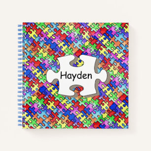 Colorful Jigsaw Puzzle Pattern Personalised Notebook