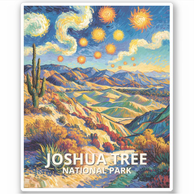 Colorful Joshua Tree Keys View Van Gogh Landscape (Front)