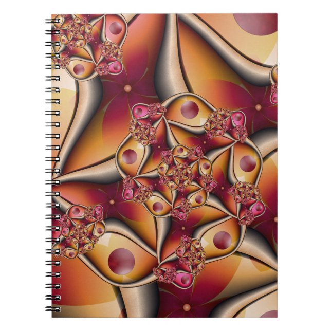 Colorful Joy Abstract Red Orange Fantasy Fractal Notebook (Front)