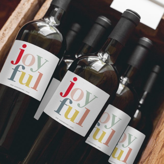Colorful Joyful Christmas  Wine Label (Creator Uploaded)