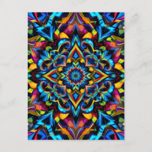 Colorful Kaleidoscope Mandala Design Mug, Pillow Postcard
