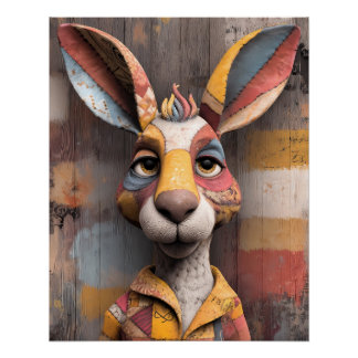 Colorful Kangaroo Illustration - Abstract Animal A Poster