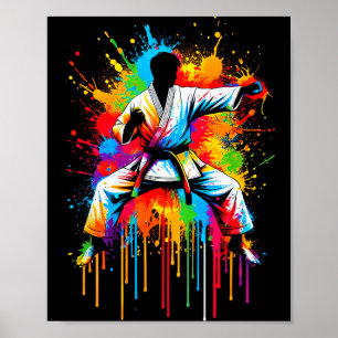 Colorful Karate Tie Dye Color Karate Fan Srt Men W Poster