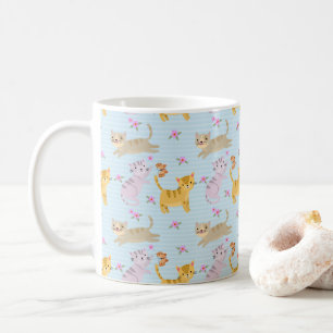 Colorful Kawaii cute Cat Pattern for Cat Lovers Coffee Mug