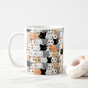 Colorful Kawaii cute Cat Pattern for Cat Lovers Coffee Mug