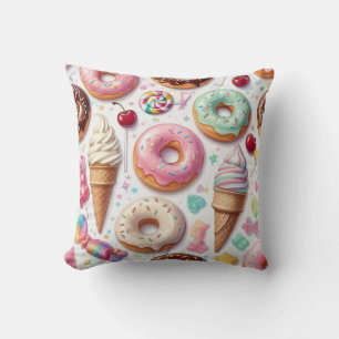 Colorful Kawaii Dessert Pattern  Cushion