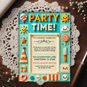 Colorful Kids Birthday Party Invitation Postcard