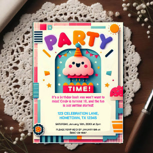 Colorful Kids Birthday Party Invitation Postcard