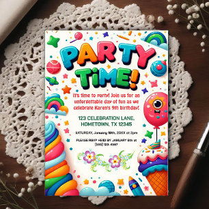 Colorful Kids Birthday Party Invitation Postcard