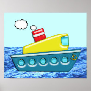 Colorful Kid's Boat Poster