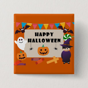 Colorful Kids Costume Halloween Party 15 Cm Square Badge