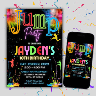 Colorful Kids Jump Party Birthday Invitation