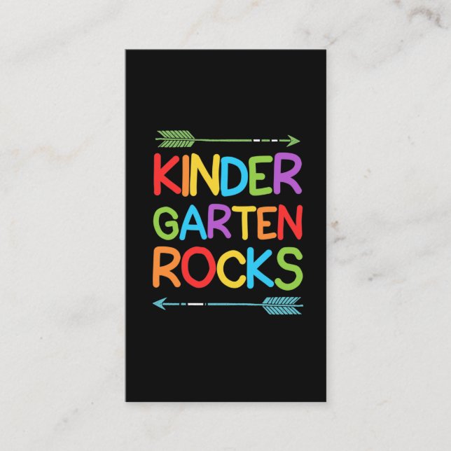 Colorful Kindergarten Rocks Education Kids Teacher Business Card (Front)