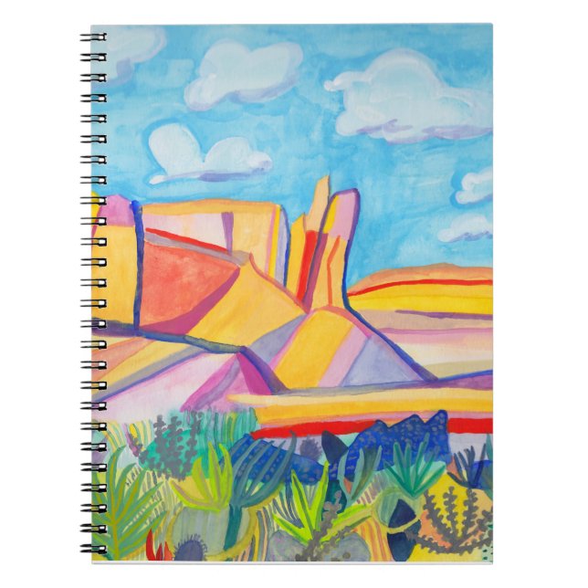 Colorful Kitchen Mesa Watercolor Landscape Notebook (Front)
