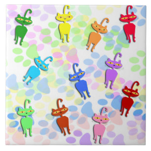 Colorful Kitties Tile