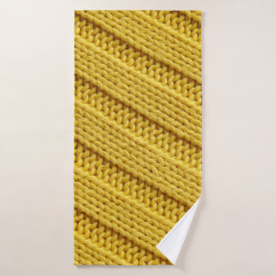 Colorful knitted textile texture. Yellow. Bath Towel